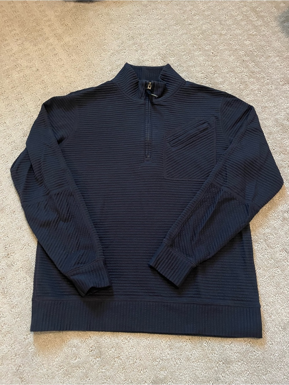 Billy Reid Navy Half-Zip Ribbed Pullover